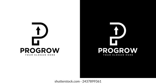 initial letter P growth logo design template element