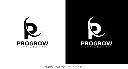 initial letter P growth logo design template element