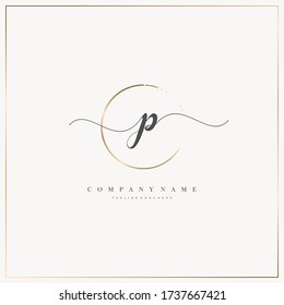 Initial Letter P handwriting logo hand drawn template vector, logo for beauty, cosmetics, wedding, fashion and business, and other