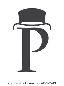 Initial Letter P Hat Logo Concept For Magic Hat Symbol Vector