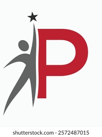 Initial Letter P Healthcare Logo Concept For Health Care, Sport, Bio, Fitness Or Medical Symbol