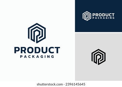 Initial Letter P with Hexagon Contour Lines Logo design for Product Package logo design