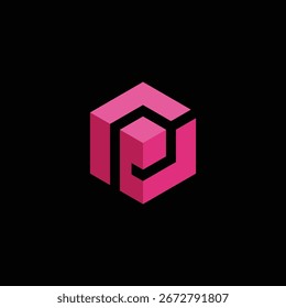 Letra inicial P Hexágono Logotipo Diseño Vector Plantilla