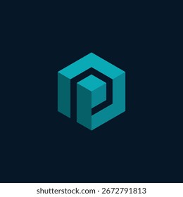 Letra inicial P Hexágono Logotipo Diseño Vector Plantilla