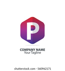 Initial Letter P Hexagon Logo 