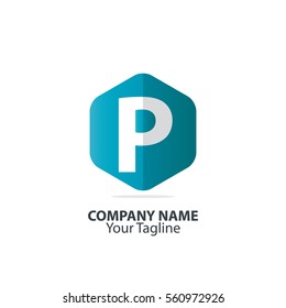 Initial Letter P Hexagon Logo 