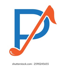 Initial Letter P Hockey Logo Concept With Hockey Stick Symbol Vector Template