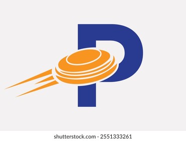 Initial Letter P Hockey Puck Logo Vector Template