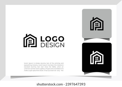 Initial letter P home house logo design. Vector illustration of home shaped for company