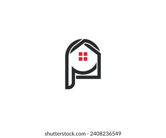 initial Letter P Home Logo Concept sign symbol icon Element Design. Realtor, House, Mortgage, Real Estate Logotype. Vector illustration template