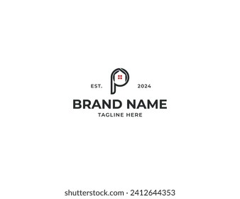 initial Letter P Home Logo Concept symbol sign icon Design Element. House with P Logotype. Vector illustration template