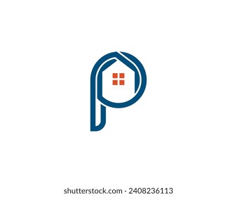 Anfangsbuchstabe P Home Real Estate Logo Logo Konzept Symbol Symbol Symbol Element Design. Hypothek, Realtor, Haus Logotype. Vektorgrafik-Vorlage
