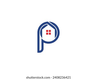 initial Letter P Home Real Estate Logo Concept sign symbol icon Element Design. Mortgage, Realtor, House Logotype. Vector illustration template