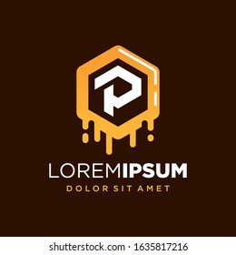 Initial Letter P with Honeycomb Logo Design
