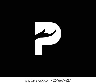 Initial Letter p Human Hand Logo Design. Use for Donation and Branding Logos. Flat Vector Logo Design Template.