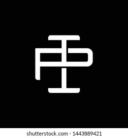 Initial letter P and I, PI, IP, overlapping interlock monogram logo, white color on black background