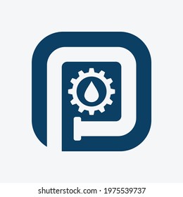 Initial letter P icon of plumbing logo vector template design