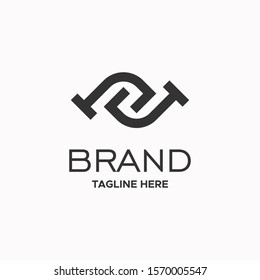 Initial letter p and j modern logo template