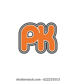 initial letter p and k. pk monogram outline logo
