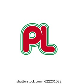 initial letter p and l. pl monogram outline logo