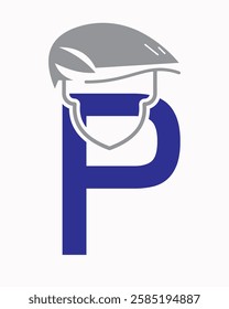Initial Letter P Labour Day Logo Concept With Safety Helmet Symbol Vector