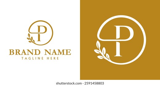 Initial Letter P leaf circle Logo, usable for Business and Branding Logos. Flat Vector Logo Design Element.