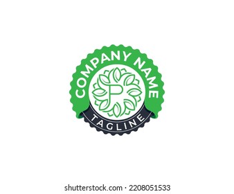 initial Letter P with Leaf Flower Stamp Badge Logo Concept sign symbol icon Design Element. Natural Products, Cosmetics, Ecology, health Care, spa, Floral Logotype. Vector illustration template