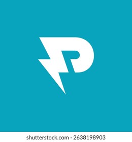 Initial Letter P Lightning Voltage Logo design vector template