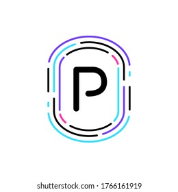 initial letter P line icon design logo template