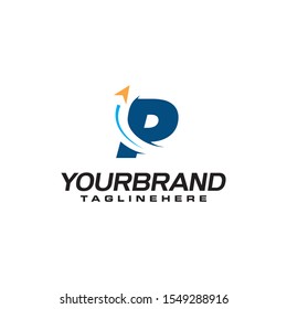 initial letter P logo with arrow shape, letter B travel business logo template