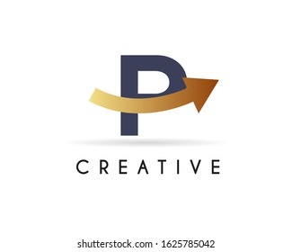 Initial Letter P Logo with arrow icon design