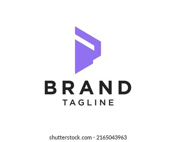 Logo De La Letra Inicial P. Forma cuadrada azul redondeada con letra espacial negativa aislada en fondo blanco. Usable para logotipos de empresas y marcas. Elemento de plantilla de diseño de logotipo de vectores planos
