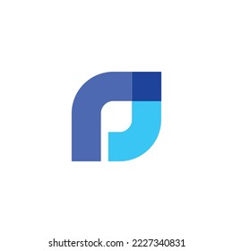 Logo De La Letra Inicial P. Formas azules Estilo de origen utilizable para logotipo o icono de empresas y personas. Elemento de plantilla de diseño de logotipo de vectores planos