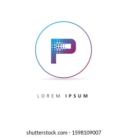 Initial Letter P Logo with Circle Element. Design vector illustration template