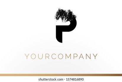 Initial Letter P Logo Design Template Element. With Brush Paint Stroke