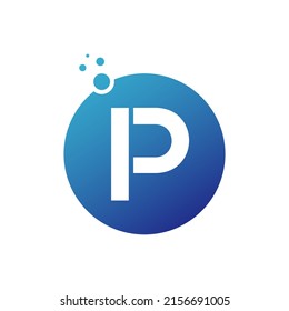 Initial Letter P Logo Design with Circle and Dot. P Logo Design Vector Template.