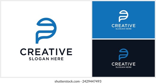 Initial letter P logo design template with liner style