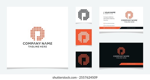 Initial letter P logo design, pixel digital technology graphic concept, business card vector template 