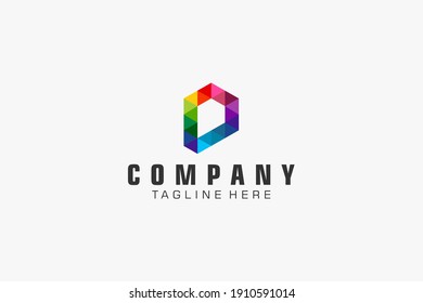 Initial Letter P Logo.  Geometric Hexagonal Line isolated. Usable for Business, Building and Technology Logos. Flat Vector Logo Design Template Element.