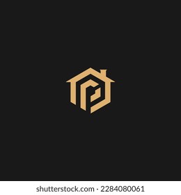 Initial letter P logo or P home logo vector design template
