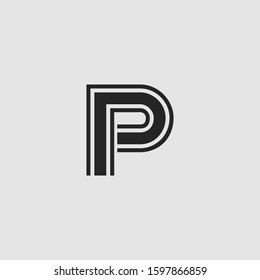 Initial Letter P logo icon  abstract vector design concept monogram color.