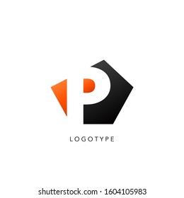 Initial Letter P logo icon. Vector design concept abstract techno geometrical shape with negative letter P logo icon.