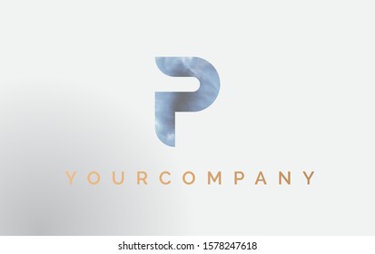 Initial letter P Logo Isolated on blue. Vector Smoke