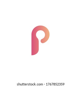 initial letter P logo, line art style design template