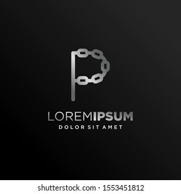 Initial Letter P Logo with Linked Chain