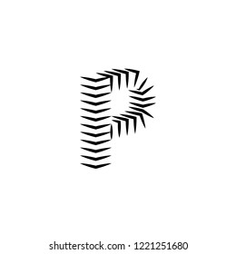 Initial letter P logo monogram, simple isometric geometric striped shape minimal touches lines identity business card technology emblem mockup.