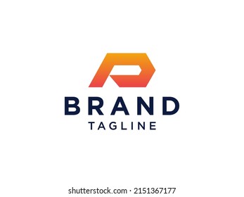 Initial Letter  P Logo. Orange Geometric Linear Rounded Style isolated on White Background. Usable for Business and Branding Logos. Flat Vector Logo Design Template Element.
