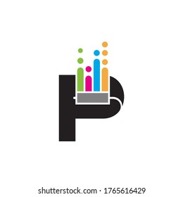 Logo de la letra inicial P con rodillo de pintura, concepto de logotipo creativo