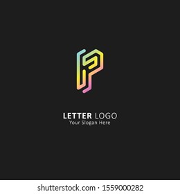 initial letter p logo with rainbow gradient colors style