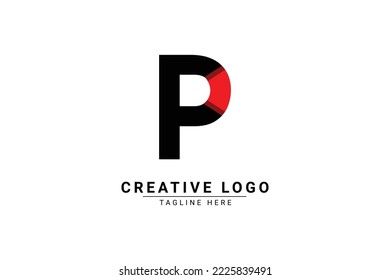 Logo De La Letra Inicial P. Forma roja y negra, logotipo de la letra P con sombra que se puede utilizar para logotipos de empresas y marcas. Elemento de plantilla de diseño de logotipo de vectores planos.